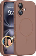 Miracase Silicone & Magnetic for iPhone 16 Case, Chocolate | Compatible with MagSafe, Anti-Scratch Microfiber Lining, Liquid Silicone Case Shockproof Drop Protection Phone Case for 16 by Miracase