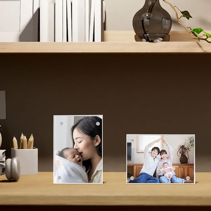 Kigley 24 Pcs 2.5 x 3.5 Inch Mini Acrylic Picture Frames, Clear Acrylic Photo Business Card Frame Desktop Display Double Sided Wallet Size Frame Freestanding Frames for Film Photos Cards Stamp - Image 3