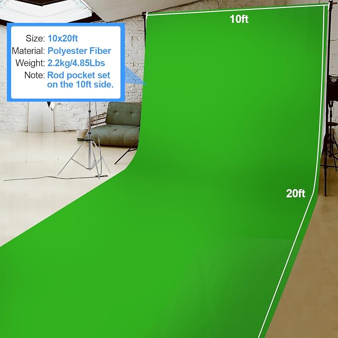 Hemmotop Chromakey Green Screen Backdrop, 10x20ft Large Background Fabric | Solid Chroma Green, Polyester Cloth, Perfect for Streaming Video Calls Zoom Studio, Ideal for Content Creators, Photography - Image 7
