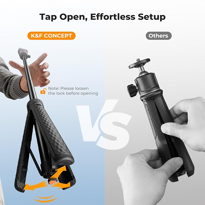 K&F CONCEPT Magnetic Quick Release Tripod for Insta360 X5/X6/Ace Pro 2 | 26" Tap-Open Tripod 360° Ball Head Extension Rod Table Portable Handle Grip Selfie Stick, Vlogging Stand, MS72 - Image 3