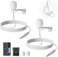NEEWER 2 Pack Lavalier Lapel Microphone Compatible with Rode Wireless GO II 2 DJI Wireless Mic Transmitter, Omnidirectional Condenser Wired Clip On Lav Mic for Stage YouTube Live Streaming, CM5, White by Neewer