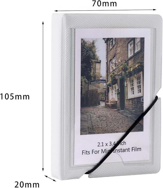 2x3 Instax Mini Photo Album, 28 Pockets. White, 1PK | Portable Wallet Size Album Stores 2x3 inch Instant Photos. Fits Polaroid, Instax Mini, Kodak Mini Prints and Zink. - Image 4