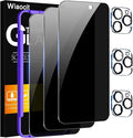 Wiaocit Tempered Glass Privacy Screen Protector for iPhone 16 Pro | 3+3 Pack, 9H Hardness, Camera Lens Protector, Installation Frame, Bubble Free, Case Friendly by Wiaocit