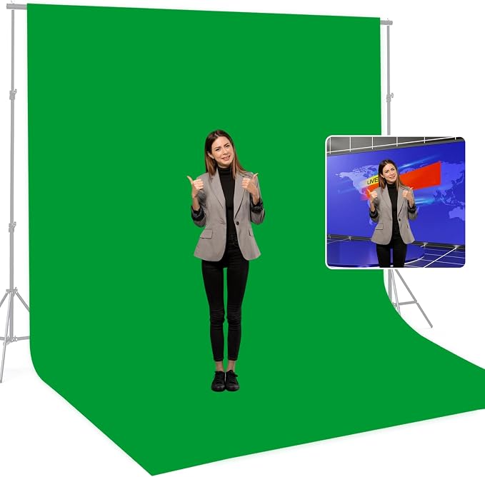 BEIYANG 10 X10 FT Green Backdrop Cloth for Photography, Large Green Screen Background for Photoshoot, Cloth Fabric Curtain Chromakey Video Photoshoot Studio YouTube Conference Streaming by BEIYANG