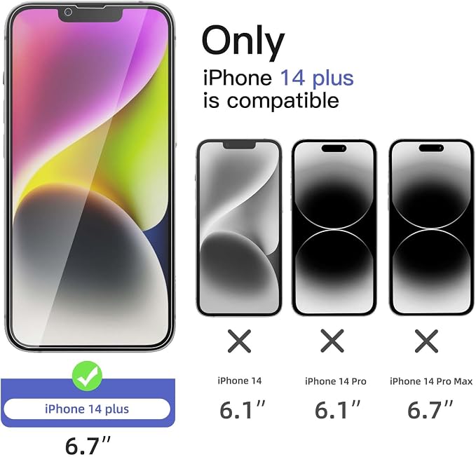 NEW'C 3x Privacy for iPhone 14 Plus Screen Protector (6.7 inches)+ 3x Camera Lens Protector, Sensor Protection,Case Friendly Tempered Glass Film +Dust Plug - Enhanced Privacy Angle of 28 Degrees - Image 2