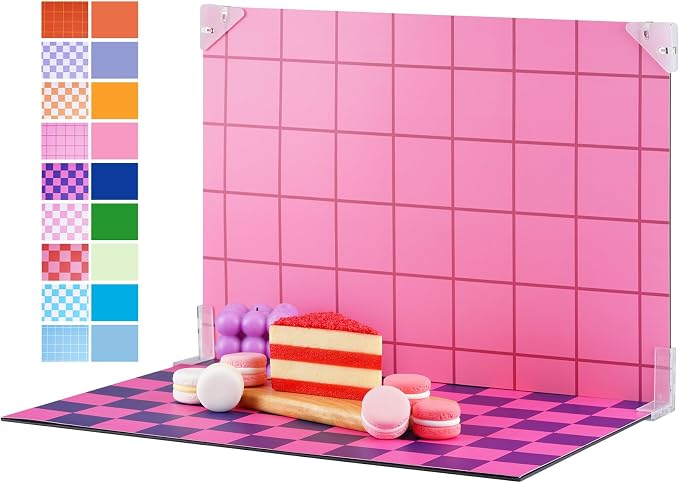 Meking 9Pcs 18Patterns Product Photography Backdrops Photo Backdrop Boards | Colourful Grid Photoshoot Background for Jewelry,Cosmetic,Makeup and Other Small Product Photography (16.5X11 inch) by Meking