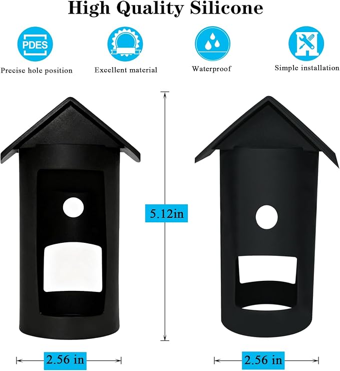 Waterproof Silicone Cover Protective Case Compatible with Ring Outdoor Cam Plus, Anti-Scratch & Glare, UV-Resistant, Weatherproof Protective Skin for Full Protection (Black) - Image 6