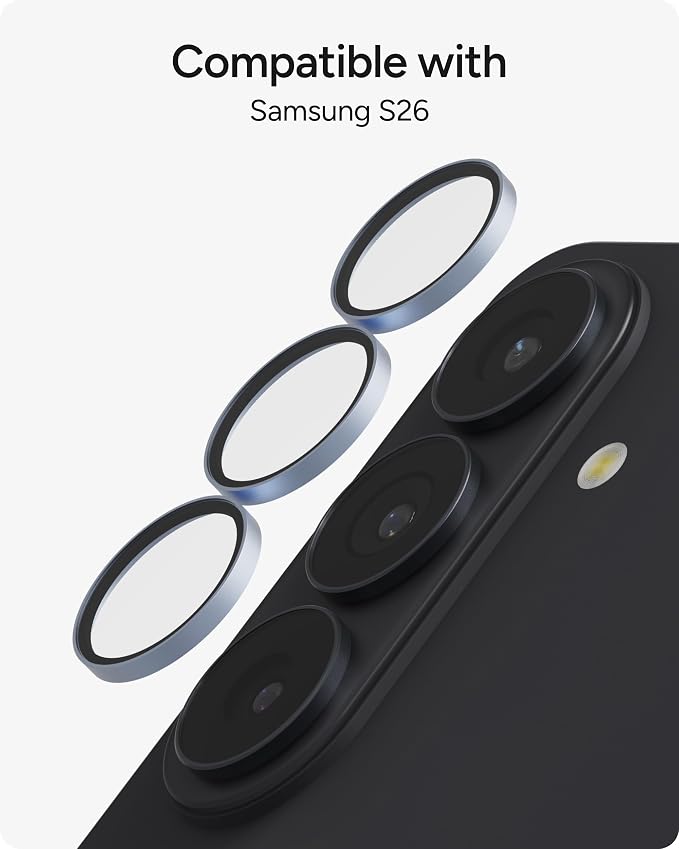ZAGG Glass Elite Samsung Galaxy S26 Camera Lens Protector - Blue, Anti-Reflective, 5X Stronger Impact & Scratch Resistant Aluminosilicate Glass - Easy Installation, Smudge-Free Surface - Image 4