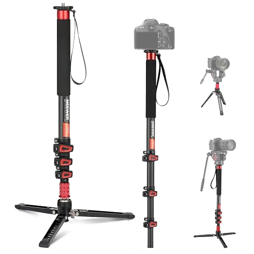 NEEWER 67.7" Camera Monopod Stand, Lightweight Carbon Fiber Travel Tripod with Detachable Base for DSLR Camcorder Video Recording, Telescopic Selfie Stick Trekking Pole, Max Load 13.2lb, TP71 by Neewer