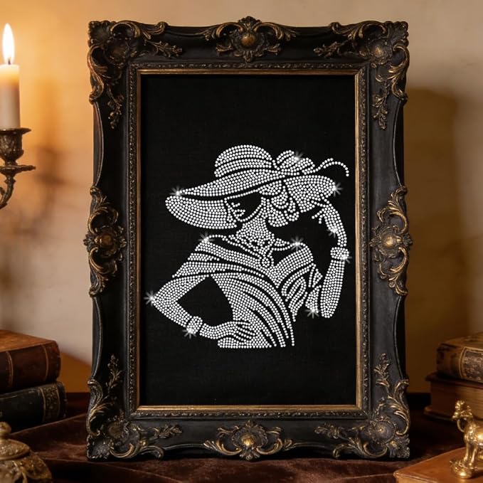 1 Pc Elegant Lady Iron on Rhinestones Transfer, Elegant Hat for Wome Hotfix Iron on Patch Transfer Decals Crystal Heat Transfer Clothing Repair Decor for T-Shirt Hat Jacket Party Decor - Image 7