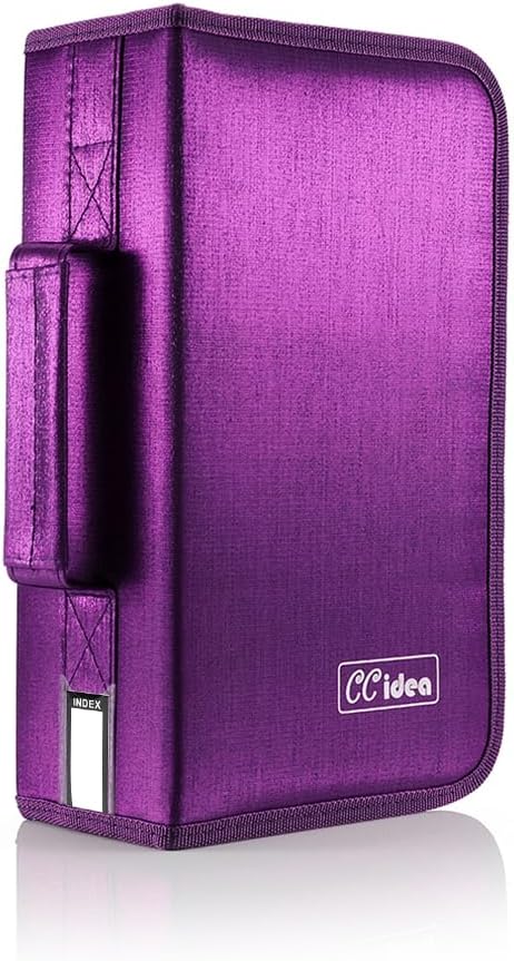 CCidea CD Case DVD Storage Holder, 128 Capacity DVD Cases Organizer CD Plastic Protective Carrying Binder,Portable Cd Wallet for Home Travel (Purple) - Image 6