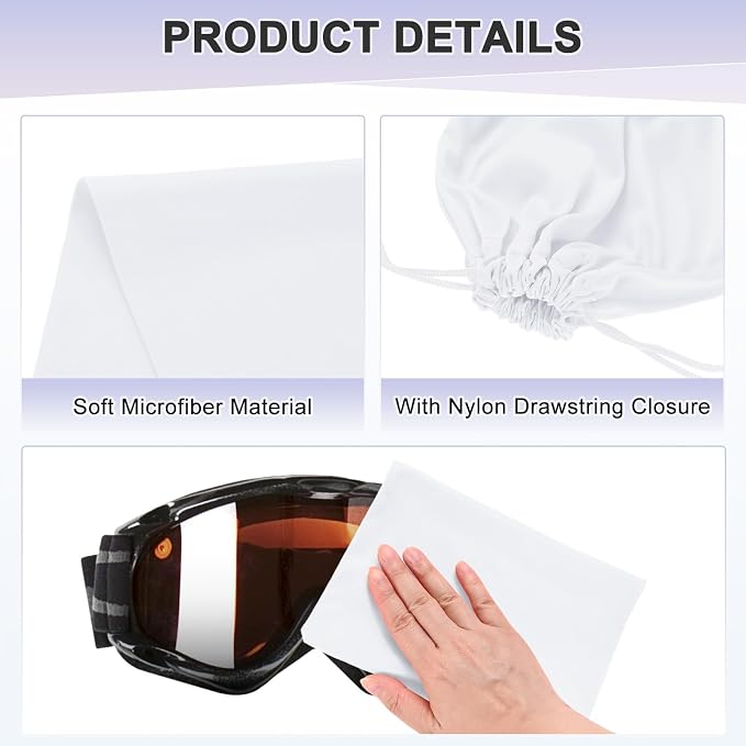 M METERXITY Ski Goggle Bag, Soft Microfiber Pouch Bags Case with Drawstring for Snow Goggles/Camera Lenses/Sunglasses - Image 2