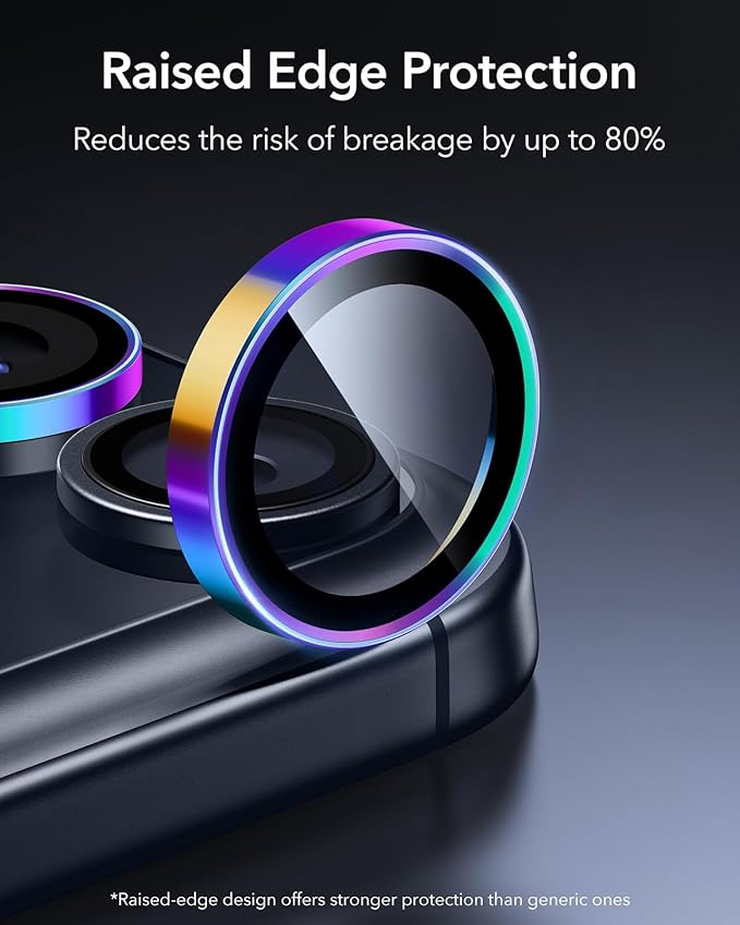 ESR for iPhone 17 Pro Max/17 Pro Camera Lens Protector, 1 Pack, Chromatic | Individual Camera Cover, 9H Tempered Glass, Original Camera Clarity, for iPhone 17/16/15/14 Pro Max/Pro, Case Friendly - Image 3