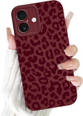 Cute Burgundy Cheetah Print Phone Case for iPhone 17 6.3" | Aesthetic Leopard Pattern Design Cover Full Camera Lens Protective Shockproof Soft Slim TPU Funda for Women Girls by Unknown