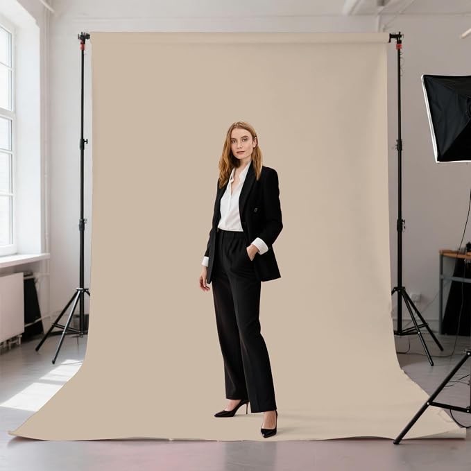 Beige Photography Backdrop for Photoshoot, Fabric 10x20ft | Polyester Studio Photo Backgrounds, Non Reflective, Easy to Hang, for Portrait Shoot, Product, Party Decor, Video Creation - Image 2