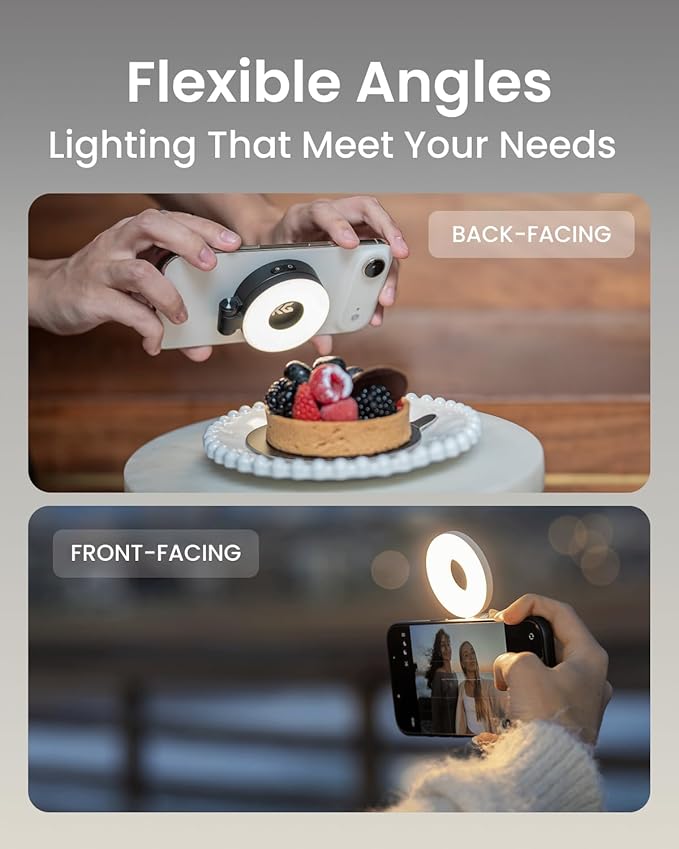 KraftGeek Magnetic Selfie Light for iPhone, Portable Ring Light for Phone | Rechargeable Phone Ring Light, Pocket Sized, 40 LEDs, Mini Cell Phone Selfie Light for Video Recording, Vlogging & Travel - Image 4