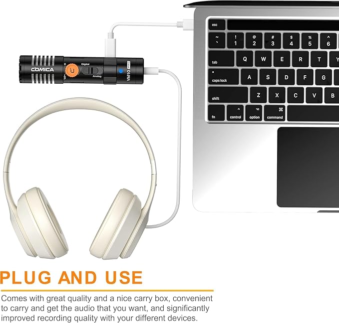 COMICA VM10 PRO Universal Video Microphone - Adjustable Gain, USB C Digital Output, Monitoring - Shotgun Mic for Camera, Smartphone, Tablet, PC - Ideal for Vlogging, Live Streaming, and Recording - Image 5