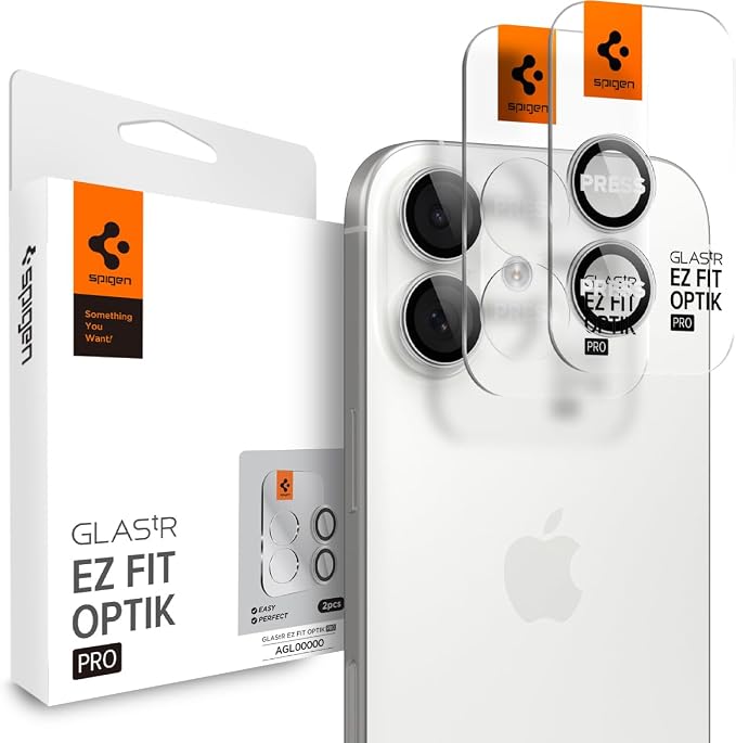 Spigen Camera Lens Protector for iPhone 17 (16 Plus/16) - Silver | GlasTR EZ Fit Optik Pro, 9H+ Tempered glass, Scratch resistant, Auto-align tray, Case-friendly, Original Photo Quality, 2Pack by Unknown