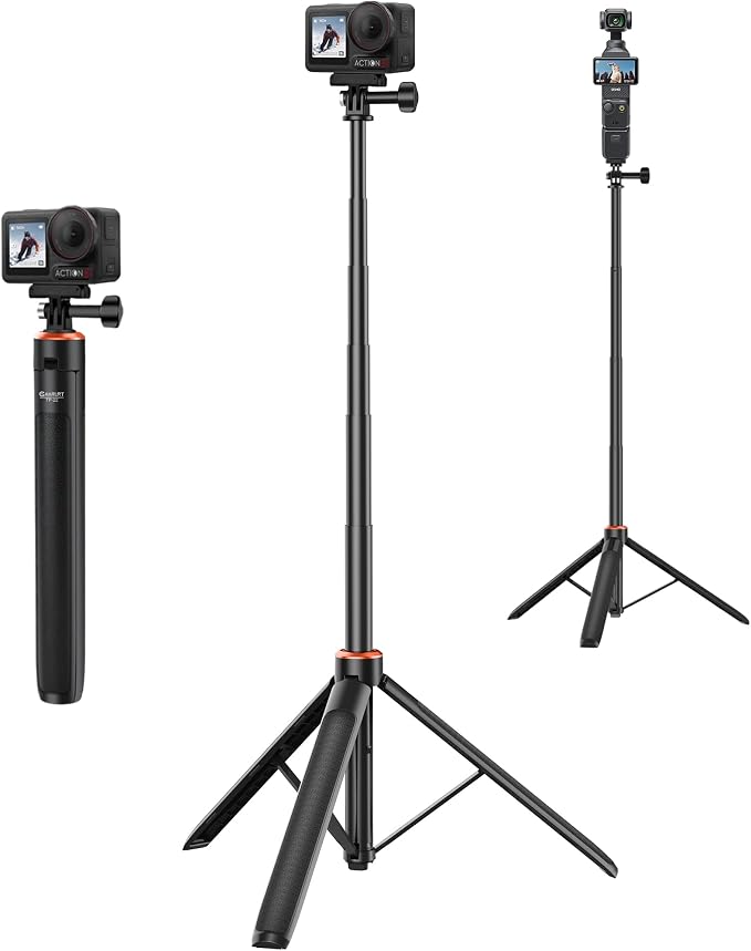 53" Osmo Action Selfie Stick Tripod for DJI Action 5 Pro/4/3, Extendable Handle Grip w Magnetic Quick-Release Adapter Mount, Extension Rod/Standing Stand/Accessories for Travel Vlogging Video Shooting by Unknown