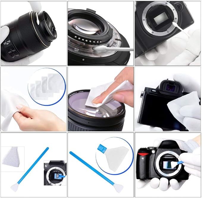 Professional Camera Cleaning Kit with Air Blower, Swabs, Pen, Cloth for Most Cameras, Mobile Phones, Laptops - Image 2