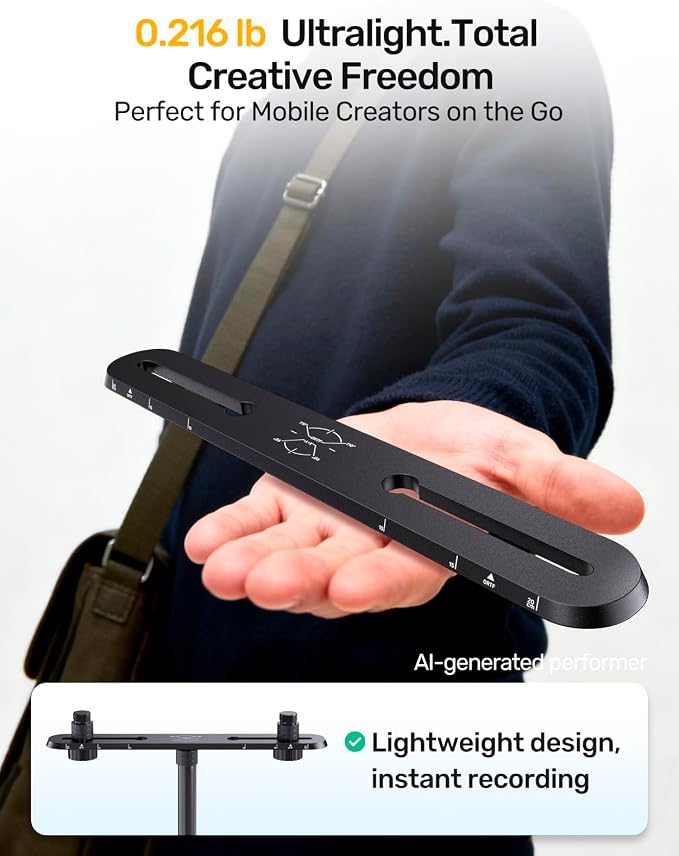 Stereo Array Spacing Mic Bar, Portable Dual Microphone Mount, Precision ORTF XY Stereo Bar, Lightweight Mic Holder for Podcast, Field Recording, 1/4”, 3/8” & 5/8” Thread Adapter Fits Most Mic Stands - Image 7