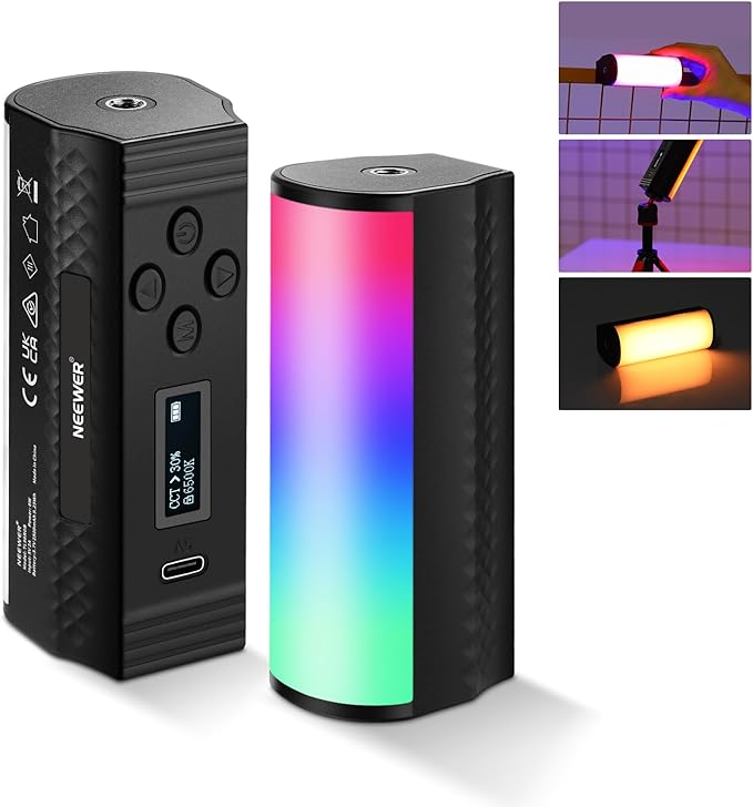 NEEWER Basic Magnetic Handheld Light Wand, 360° Full RGB Mini LED Video Light Stick, 2500mAh Battery, 2500-8500K Dimmable Camera Tube Light for Studio Photography TikTok YouTube Vlog, TL96RGB by Neewer
