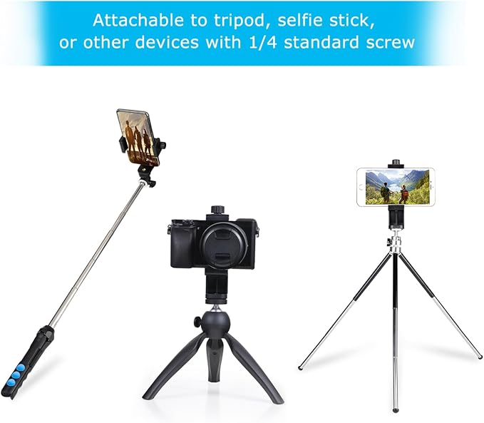 Smartphone Holder/Vertical and Horizontal Tripod Mount Adapter | Premium Rotatable Bracket, 1/4 in Screw, Adjustable Clip for iPhone, Android Cell Phone, Selfie Stick, Camera Stand - Image 7