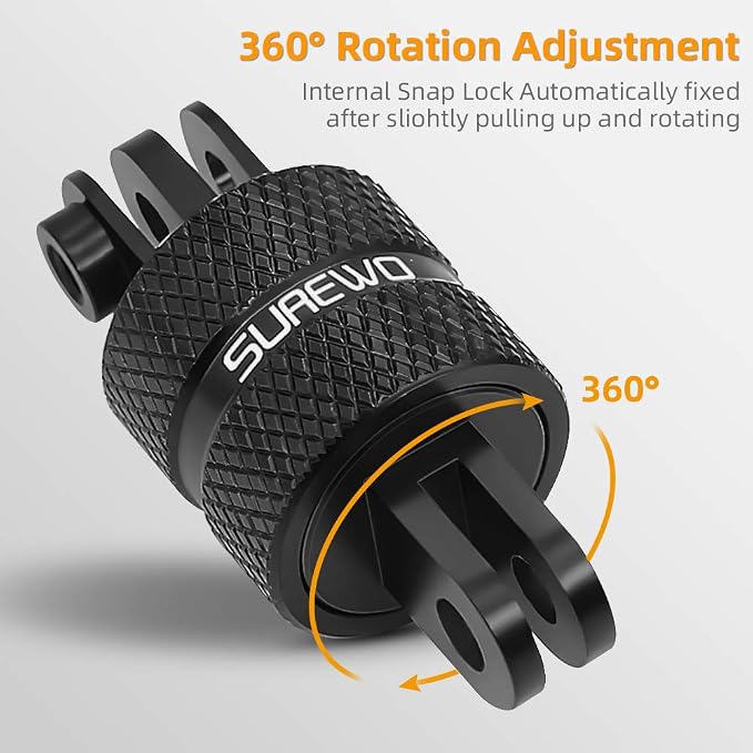 Aluminum 360 Degree Rotation Camera Mount, Metal Bracket Adapter, Aluminum Adapter Camera Mount Compatible with GoPro Hero 13/12/11/10, DJI Action 6/5 Pro/4/3, Sony and Other Action Cameras - Image 3