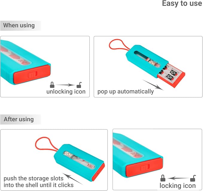 (NOT FIT SD Card) Switch Game Card Case for 6 Nintendo Games and 12 Micro SD Cards,Switch Card Holder Storage for Nintendo Switch or PS Vita,Water-Resistant Anti-Shock Game Card Box - Image 4