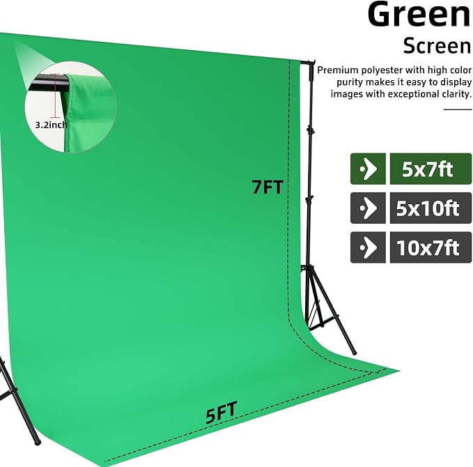 Green Screen Chromakey Streaming Backdrop Curtain, 5x7FT | Multipurpose Photography for Gaming Studio Photoshoot Christmas Party Video Recording Non-Reflective Easy Setup High Density - Image 4
