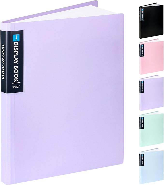 Sooez Art Portfolios 9"x12", 40 Pockets Large Portfolio Folder Display | 80 Pages, Heavy Duty Art Portfolio Folder with Clear Sheet Protectors, Presentation Book for Artwork Document Organizer by Sooez