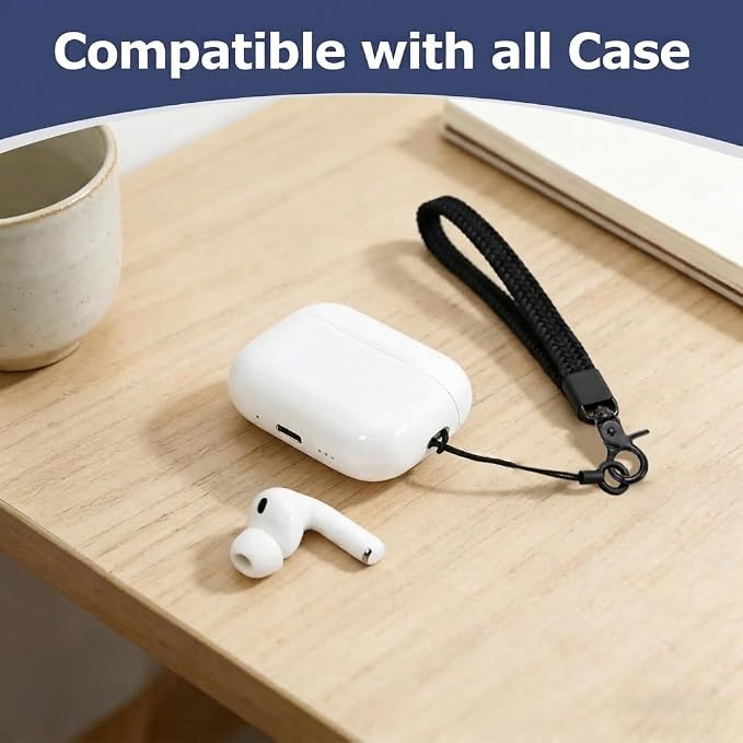 Elastic Nylon Wrist Lanyard for AirPods Case , Anti-Lost Strap for AirPods 1/2/3/Pro/Pro 2 Charging Case, Multi-Functional Wrist Strap for Phones Keys Cameras Small Gadgets, Black +Black Buckle - Image 3