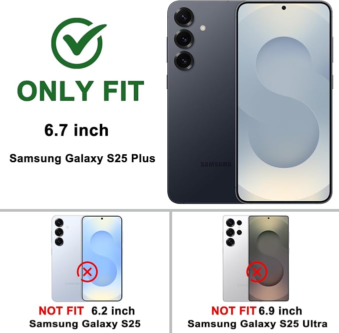 Fit for Samsung Galaxy S25 Plus Phone Case with Slide Camera Cover | 2 Pack Screen Protector, Build in 360° Rotating Ring Kickstand, Military Grade Shockproof Protective Phone Case, White+Black - Image 2