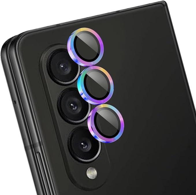 Camera Lens Protector for Samsung Galaxy Z Fold 4,1 Pack | Tempered Metal Glass Camera Cover, HD Clear Anti-Scratch Lens Screen Protector Film,Case Friendly,Colorful Titanium by Unknown