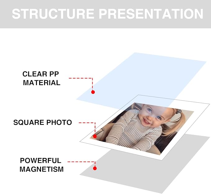 WOGOAZN Magnetic Picture Frame for Fujifilm Instax Square Instant Camera | Square Magnetic Photo Frames for Instax Square SQ40/10/20 Instant Camera 2.9x3.4 Inch Films, frame for fridge, Black, 30 Pack - Image 4