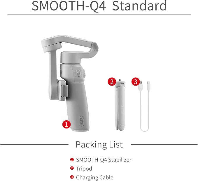 ZHIYUN Smooth Q4 Gimbal Stabilizer, 3-Axis Smartphone Phone Gimbal, Built-in Extension Rod, Foldable and Portable, Android and iPhone Gimbal, Vlogging, TikTok YouTube Video - Image 2