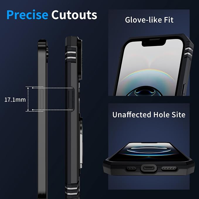 for iPhone 17e Case & iPhone 16e Case with 2X HD Screen Protector & Slide Camera Cover & Rotated Ring Kickstand, Rugged Heavy Duty Protective Phone Case for iPhone 17e/16e 6.1 inch, Black - Image 7
