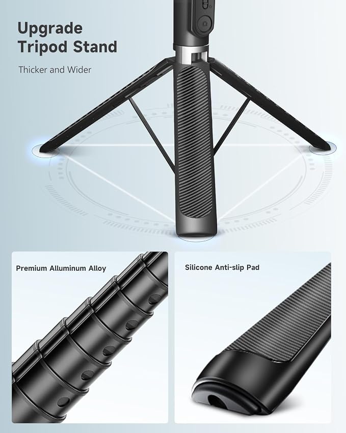 71” Phone Tripod & Selfie Stick, Portable All in One Extendable Cell Phone Tripod Stand, with Wireless Remote Control for iPhone/Samsung/Android/Camera - Image 2