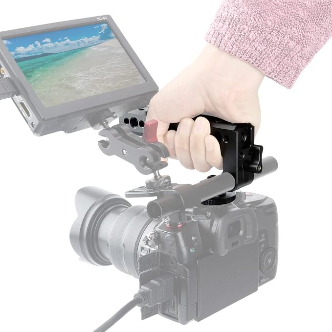 NICEYRIG Camera Top Handle Grip Hot Shoe with 15mm Rod Clamp Cold Shoe- 192 | DSLR Camera Handgrip Applicable for Panasonic Lumix GH5/G9/G95/G85, Sony A6600/A6100/A6400/A6500 - Image 4