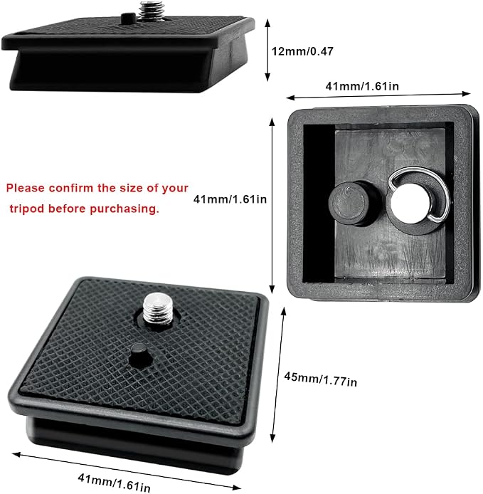 2 Pack 41mm Tripod Quick Release Plate Camera Mounting Adapter, QR Plate Camera Tripod Ball Head Parts Replacement Compatible with Sunpak Kalimar Zomei Tripod Mount 1 5/8’’ - Image 2
