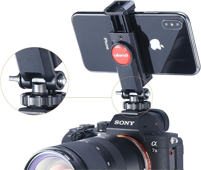 ULANZI ST-06S Camera Hot Shoe Phone Holder Flexible Phone Tripod Mount Adapter w Double Cold Shoe Mount for Microphone LED Light, DJI Ronin SC iPhone Samsung Canon Nikon DSLR Photography | Adapter w Double Cold Shoe Mount for Microphone LED Light, DJI ... - Image 6
