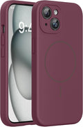 Miracase Silicone & Magnetic for iPhone 15 Plus Case, Wine Red | Compatible with MagSafe, Soft Microfiber Lining, Liquid Silicone Case Shockproof Drop Protection Phone Case for 15 Plus by Miracase