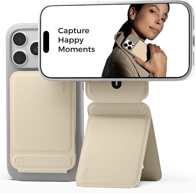 MOFT Phone Tripod Stand, Portable Selfie Stick for iPhone, Mulit-Angle | Pocket Size | Strong Magnets l MOVAS Leather | Magsafe Compatible | Easy to Charge | Stylish |For Content Creators by MOFT