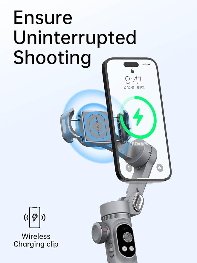 AOCHUAN Gimbal Stabilizer for Smartphone, 3-Axis Portable iPhone Gimbal w/OLED Display for iPhone/Andriod, Phone Gimbal with Face/Object Tracking for Tiktok YouTube Vlog-Smart X Pro Gray - Image 4