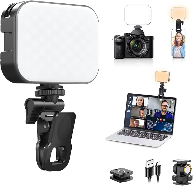Ulanzi VL100X Selfie Light, Mini Clip LED Light Panel for Phone Bi-Color | 2500-6500K, Dimmable, with 4 Cold Shoe, 2000mAh Battery Typ-c Charge, for iPhone Laptop/Tablet/Camera, Video Conference Vlog by ulanzi