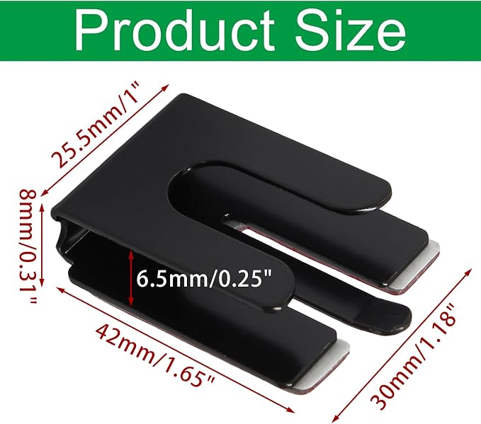 2PCS Black Radio Microphone Hanger, 42 x 30 x 8mm, Style 3 | Adhesive Back, CB Microphone Holder, Metal Car Mic Hanger, For Cars Homes Offices - Image 2