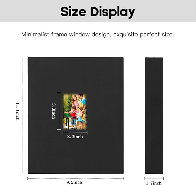 Aevdor 3.5x5 Photo Album, Holds 256 Photos, Linen Cover, Black | Vertical 3.5x5 Clear Pockets, Front Display Window, Baby, Travel, Family & Anniversary Memories - Image 4