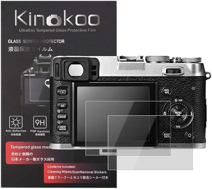 kinokoo Screen Protector for fujifilm X100S/X100/X20/X10/X-E1 camera, 0.25mm 9H Hardness Tempered Glass Film for Fuji X100S camera - Bubble Free & Anti-Scratch&Anti-Finger Print (2 Pack) by kinokoo