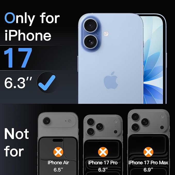 JETech Screen Protector for iPhone 17, 2+2 Pack | with Camera Lens Protector, HD Clear Tempered Glass, Anti-Scratch Protection, Easy Installation Tool - Image 2