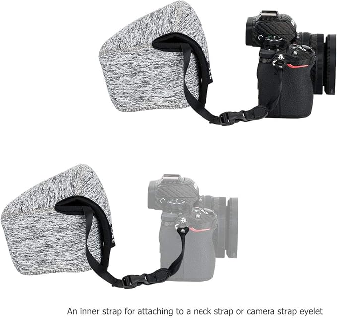 Neoprene Camera Sleeve Case for Nikon Z50II/Sony ZV-E10 II +16-50mm lens | fits for X-T50 + XC15-45mm Compact Camera, 6mm thick Neoprene, Anti Scratch. Touch-fastening flap. without strap, - Image 2